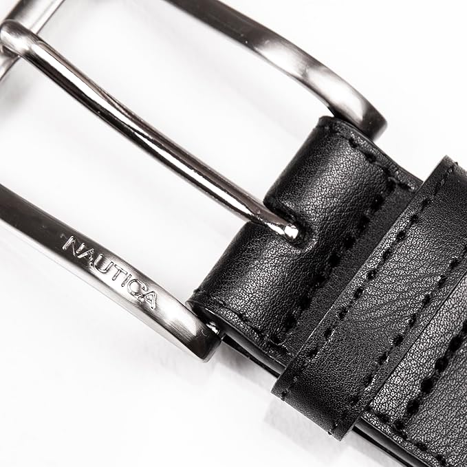 Nautica Men's Dress Leather Belt for Suits and Pants | Classic | Business | Fashion | Adjustable | Metal Buckle