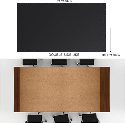 MAIDERN Leather Desk Mat Large XL, 70.8” x 40” Reversible Office Desk Pad Mat, Cork & Leather Large Mouse pad for Desk, Waterproof Computer Desk Mat for Gaming Home Office (Black)