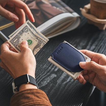 VULKIT Luxury Money Clip Genuine Leather Magnetic Closure Streamline Design Money Clip Wallet, Holds Up to 20 Bills