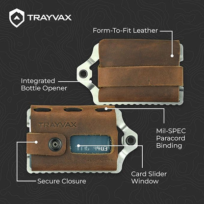 Trayvax Element Wallet, RFID Front Pocket Credit Card Holder with Money Clip, Minimalist Slim Leather Metal Wallet for Men and Women
