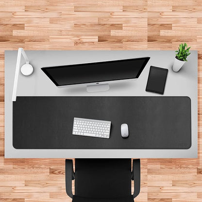Cacoy PU Leather Desk Pad, 55" x 16" Computer Desk Writing Mat for Office and Home, Large Gaming Keyboard Mouse Pad (Black)