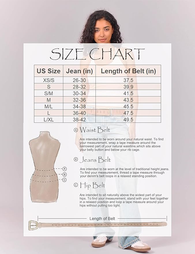 Womens Genuine Leather Belt for Jeans Pants Width 1.57" Western Cowgirl Wide Belts for Ladies with Gift Box