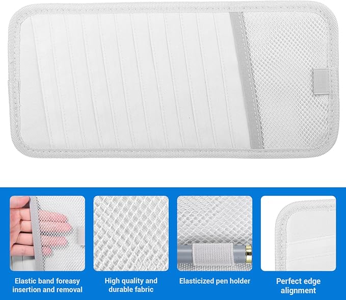 TIESOME CD Case Holder for Car, DVD Vehicle Visor Storage Organizer Large Capacity CD Visor Case Car Sun Visor Organizer with 12 DVD Storage Sleeves 1 Mesh Pocket 1 Pen Holder and Elastic Strap (Grey)