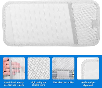 TIESOME CD Case Holder for Car, DVD Vehicle Visor Storage Organizer Large Capacity CD Visor Case Car Sun Visor Organizer with 12 DVD Storage Sleeves 1 Mesh Pocket 1 Pen Holder and Elastic Strap (Grey)