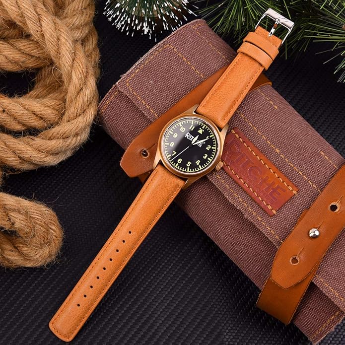 Ritche Christmas Gift Quick Release Leather Watch Bands Genuine Watch Straps for Men Women Top Grain Leather Watch Strap, White Elephant Gifts, Stocking Stuffers for Men, Father's Day gifts