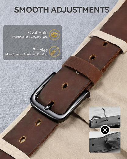 CHAOREN Full Grain Leather Belt for Men, Work Belts for Men Heavy Duty, Daily Wear for Jeans Pants