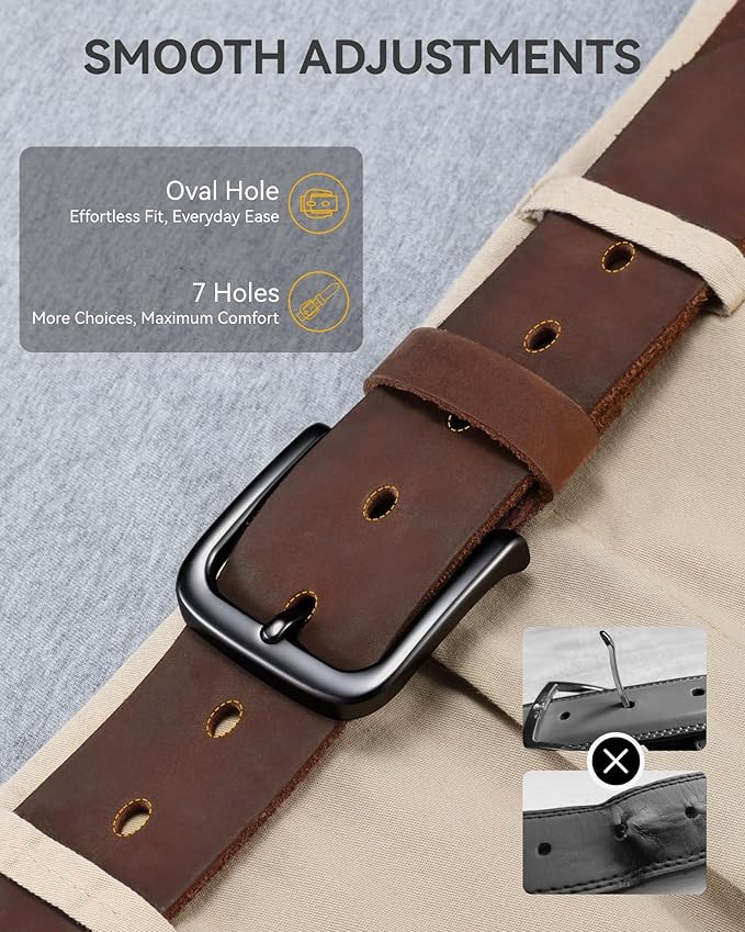 CHAOREN Full Grain Leather Belt for Men, Work Belts for Men Heavy Duty, Daily Wear for Jeans Pants
