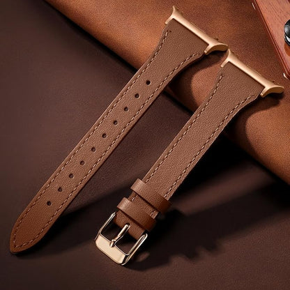 GEAK Slim Leather Band Compatible with Samsung Galaxy Watch 8 40mm 44mm/Watch 8 Classic 46mm, No Gap Adjustable Genuine Leather Replacement Dressy Strap for Samsung Watch 8 Bands Women
