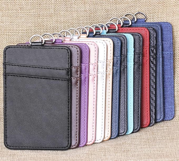 Leather Badge Holder and Adjustable Retractable Lanyards, Quick Release Buckle and Safety Breakaway Lanyards with Swivel Metal Clasp for Offices, Staff, Students, Employees