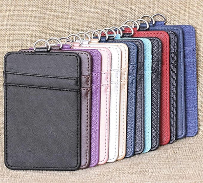 Leather Badge Holder and Adjustable Retractable Lanyards, Quick Release Buckle and Safety Breakaway Lanyards with Swivel Metal Clasp for Offices, Staff, Students, Employees