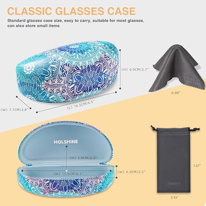molshine Hard Shell Sunglasses Case,Large Glasses Case for Women Men Oversized Sunglass Eyeglasses