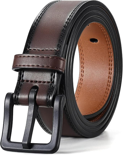 XZQTIVE Men’s Metal Free Belt Hypoallergenic Leather Belts For Jeans Dress Nickle Free TSA Belt With Black Buckle