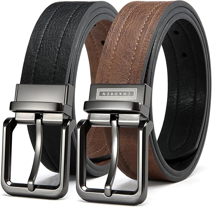 CHAOREN Reversible Belt Men 1 Piece - 1.25" Leather Dress Belt - Trim to Fit for Elegant Style