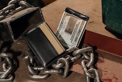 House of Jack Co. Slim Daddy Money Clip Wallet for Men, Minimalistic Front Pocket Wallet with Gift Box, Slim Card Holder, Full Grain Cowhide Leather Wallet, Black