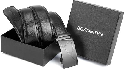 BOSTANTEN Mens Belt Leather Ratchet Belt For Men Dress and Casual with Adjustable Buckle, Trim to Fit