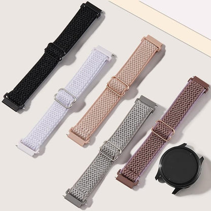 5 Pack Stretchy Nylon Watch Bands Compatible with Garmin Vivoactive 5/6/Forerunner 55/165,20mm Soft Elastic Fabric Adjustable Replacement Sport Straps for Garmin Venu Sq 2 Women Men