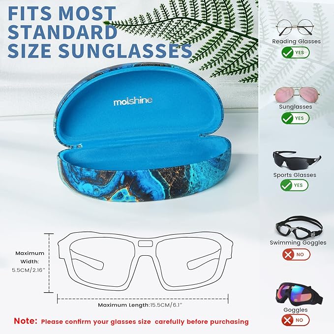 molshine Hard Shell Sunglasses Case,Large Glasses Case for Women Men Oversized Sunglass Eyeglasses