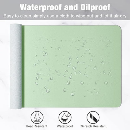 Hsurbtra Desk Pad, 30" x 14" PU Leather Desk Mat, XL Extended Mouse Pad, Waterproof Desktop Blotter Protector, Non-Slip Ultra Thin Large Laptop Keyboard Writing Mat for Office Home, Lake Green