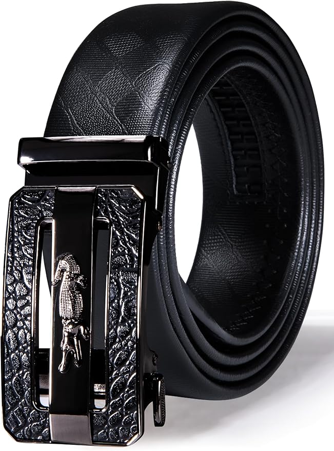 Barry.Wang Mens Belts Leather Ratchet Automatic Buckle Slide Click 1 3/8" Designer Dress Fashion Classic Casual Work Business