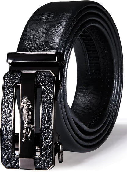 Barry.Wang Mens Belts Leather Ratchet Automatic Buckle Slide Click 1 3/8" Designer Dress Fashion Classic Casual Work Business