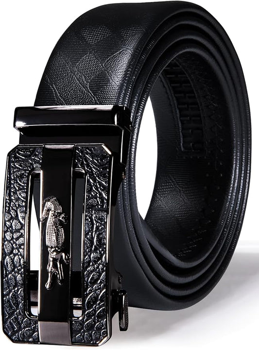 Barry.Wang Mens Belts Leather Ratchet Automatic Buckle Slide Click 1 3/8" Designer Dress Fashion Classic Casual Work Business