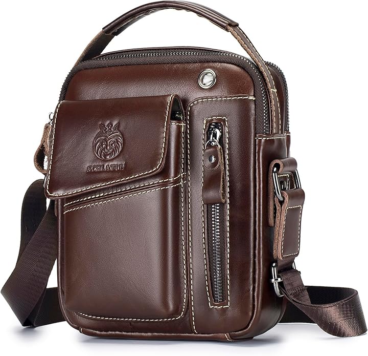 Leather Shoulder Bag for Men Small Mens Crossbody Bag Purses Handbags | Small, Genuine Leather, Crossbody, Men Purse, Casual, Daypack