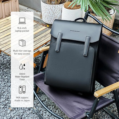 MARK RYDEN Slim Laptop Backpack for Men – Stylish Leather Commuter Business Backpack, 20L Water-Resistant 15.6 Inch Computer Bag with Magnetic Clasp, Lightweight Daypack for Office, Travel & Daily Use