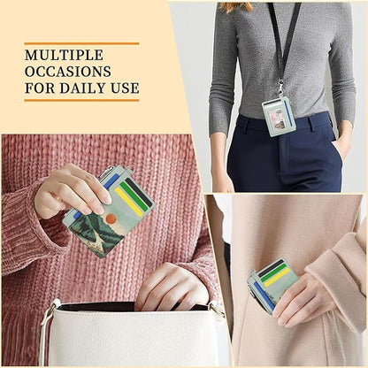 Hancynir Sunrise Mountain Small Wallet Women Credit Card Holder, Slim RFID Blocking Keychain Card Wallets, Mini Front Pocket PU Leather Thin Travel Zipper Coin Cash Ladies Wallet Organizer Gifts
