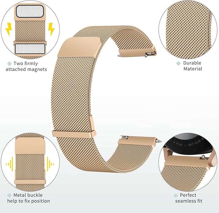 Meliya Metal Watch Bands, 20mm 22mm Quick Release Watch Strap, Stainless Steel Mesh Replacement band for Women Men