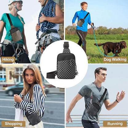 Long Keeper Mini Sling Bag - Women Men Vegan Leather Crossbody Phone Bag Waterproof Travel Running Chest Bag Casual Daypack