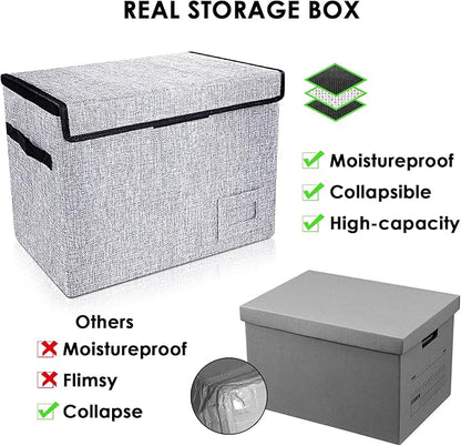 Leffis Comic Book Storage, Box 15.5" X 7.5" X 11.3", Collapsible Comic Short Box with Lids Holds 150 Comics Heavy Duty Comic Book Bin Container (1 pack, grey)