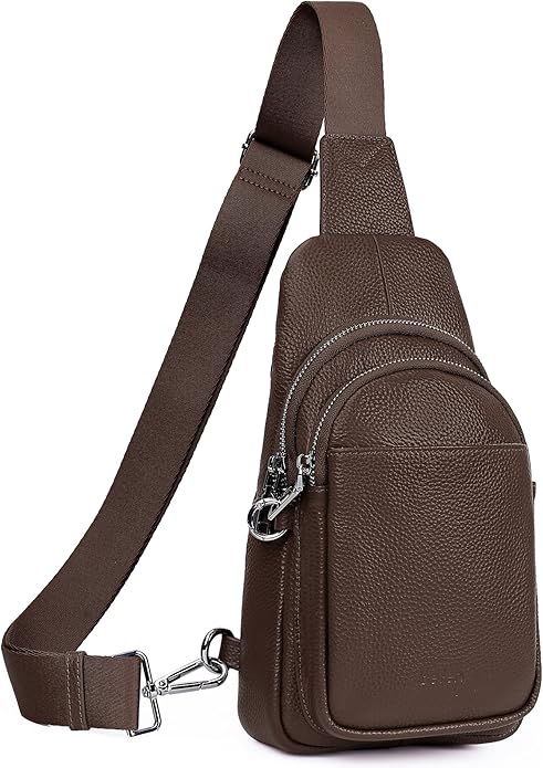 befen Genuine Leather Small Sling Bag for Women Anti-Theft Crossbody Chest Bags Fanny Packs for Travel with RFID Card Slots