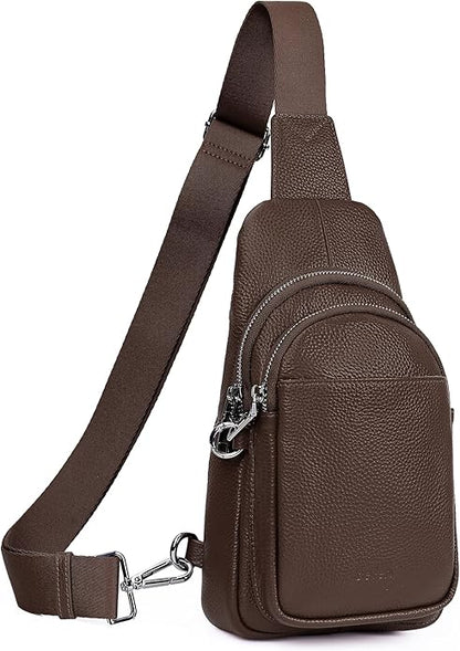 befen Genuine Leather Small Sling Bag for Women Anti-Theft Crossbody Chest Bags Fanny Packs for Travel with RFID Card Slots