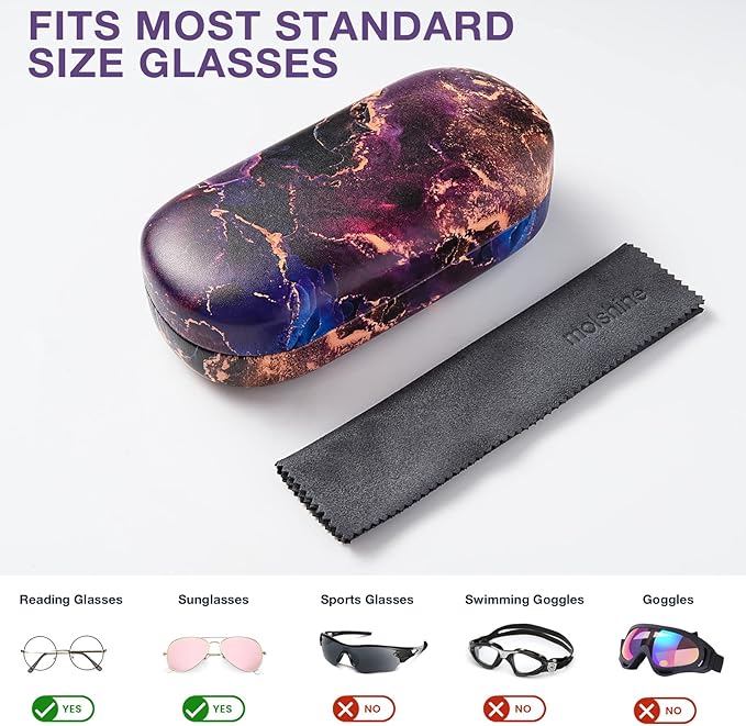 molshine Hard Shell Leather Sunglasses Case,Classic Large Glasses Case for Women Men,Sunglass Eyeglasses