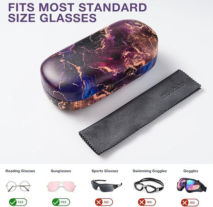 molshine Hard Shell Leather Sunglasses Case,Classic Large Glasses Case for Women Men,Sunglass Eyeglasses
