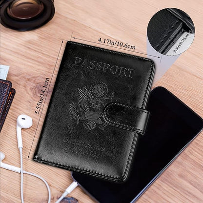 TIGARI Passport Holder for Travel Women Men, PU Leather Waterproof RFID Wallet Cover Case Sleeve, Valentines Day Gifts, Vacation Plane Cruise Travel Document Organizer Essentials