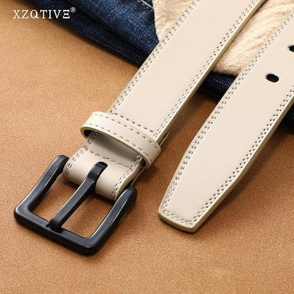 XZQTIVE Men’s Metal Free Belt Hypoallergenic Leather Belts For Jeans Dress Nickle Free TSA Belt With Black Buckle
