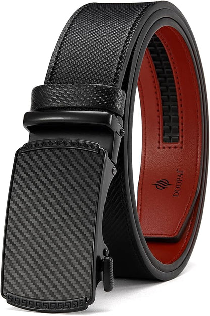DOOPAI Belt Men, Ratchet Dress Adjustable 1 3/8" Sliding Leather Designer, Size Length Can be Cut, with Gift Box