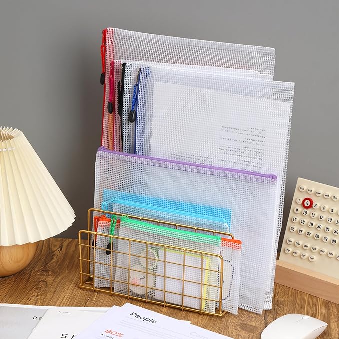 EOOUT 30pcs Mesh Zipper Pouch Bags, 8 Sizes Plastic Zipper Bags, 8 Colors Waterproof Zipper Pouches for Organization, Multipurpose for Travel, School Supplies, Office Appliances and Home Organization