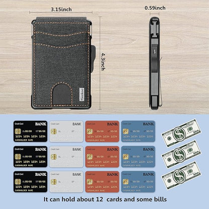 umoven Wallet for Men - with Money Clip Slim Leather Slots Credit Card Holder RFID Blocking Bifold Minimalist Wallet