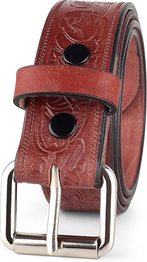 F&L CLASSIC Men's full Grain Vintage Distressed leather Belt,easy to change Roller buckle,1.5" Wide,USA,