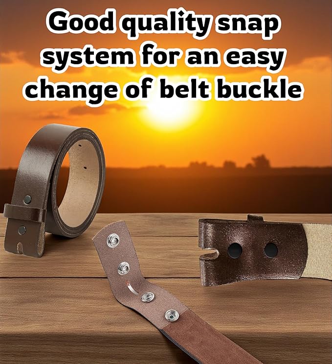 F&L CLASSIC Belt for buckle men Snap on Strap Full Grain One Piece Leather no buckle,1 1/2" Wide, USA