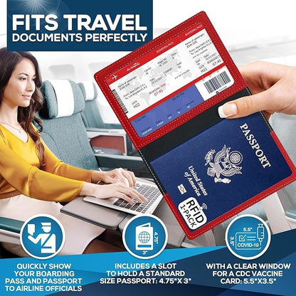 Ciana RFID Passport Holder for Travel – PU Leather Passport Cover and Card Holder for Men & Women – Slim Passport Holder with Card Protector Slot, Travel Must Haves (Red)