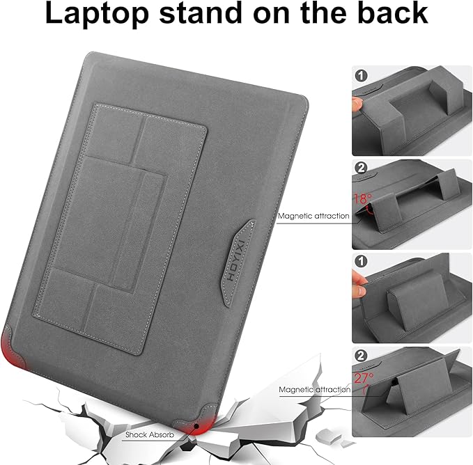 HoYiXi 13 Inch Laptop Sleeve Case Bag Compatible with MacBook Neo 2026/MacBook Air 13 M1 M2 2022-2018/MacBook Pro 13 M2 2022-2016/Surface Pro 8 2021/Surface Go 3 13-13.6'' Dell HP ASUS Acer PC, Gray