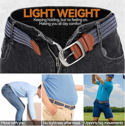 XZQTIVE Braided Belt Stretch Belt for Men and Women Multicolored Woven Golf Belt Elastic Jean Belts