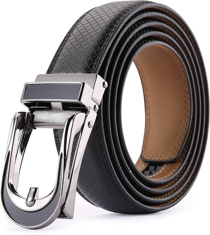 Men's Belt, Leather Ratchet Belt For Men's Dress 3.0cm,1 1/8" Size Adjusted Automatic Buckle