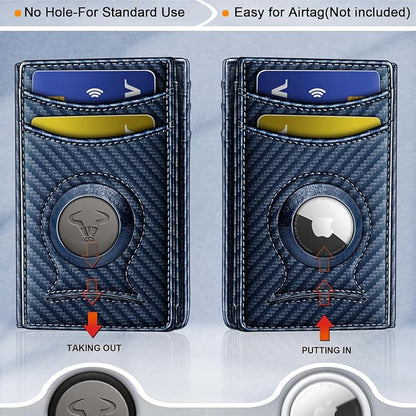 BULLIANT Men Airtag Wallet,Slim Wallet Money Clip Card Holder Magnetic Closure 12 Cards in Front Pocket RFID Blocking