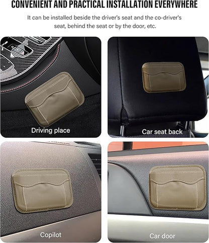 SUJADE YAKEFLY Car Seat Side Pocket Organizer PU Leather Holder with Cell Phone Sunglasses Gap Filler Mini Storage Bag, Interior Accessories Organizer (Beige)
