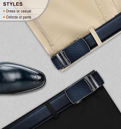 KEMISANT Belt Men, Sliding Ratchet Belt Genuine Leather For Gift Mens Dress Pants Oxfords,Size Adjustable