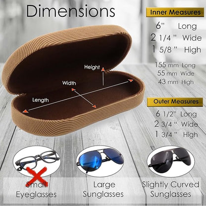 MyEyeglassCase - Large Sunglasses Case - Hard Glasses Case Holder w/Pouch & Cloth - Eyeglass Case Aviator Frames Men & Women